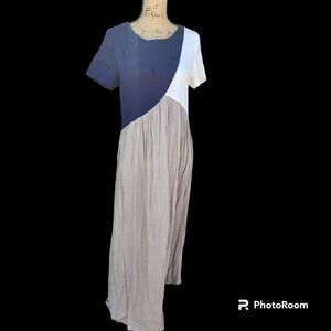 Yidarton Colorblock Maxi Dress Womens SZ Medium NWT Earthy Boho Granola Girl
